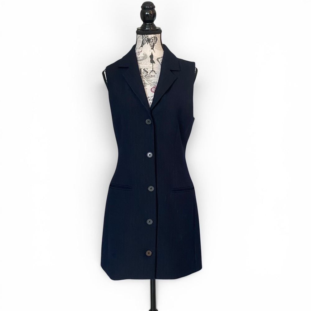Babaton Sleeveless Navy Button-Front Mini Dress